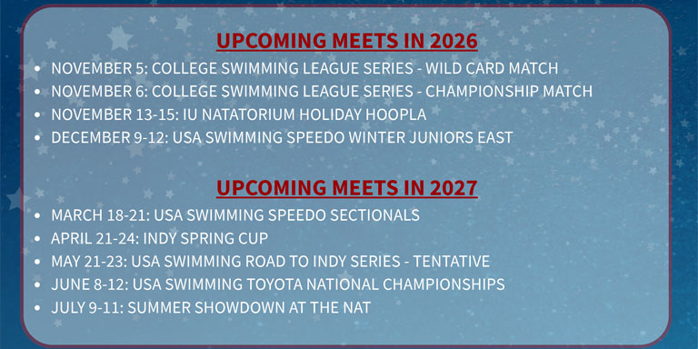 List of 2026 and 2027 events at the IU Natatorium